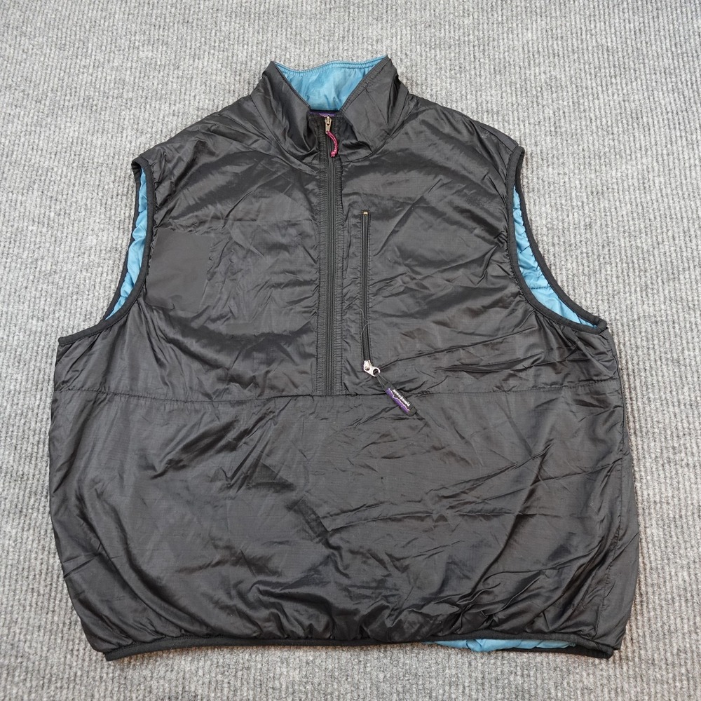 Vintage Patagonia Puffball Vest Mens XL Black 1/2 Zip Puffer USA Outdoor 90s